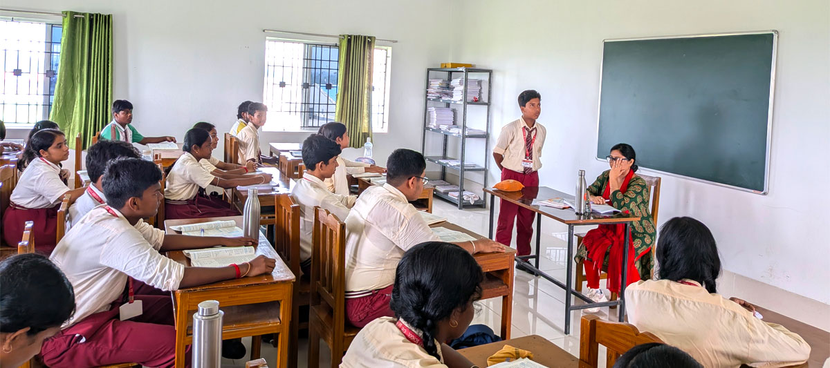 Students learning at school